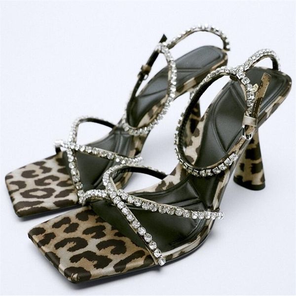 za shoes summer luxury high heels in s leopard crystal sandals shoe for women size 38 220607, Black 
za shoes summer luxury high heels in s leopard crystal sandals shoe for women size 38 220607, Black