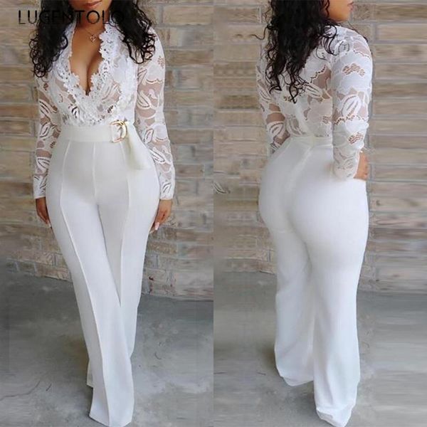 white jumpsuit women lace stitching long sleeve v neck large size wide leg pants office lady jumpsuits for lugentolo 220809, Black;white
white jumpsuit women lace stitching long sleeve v neck large size wide leg pants office lady jumpsuits for lugentolo 220809, Black;white