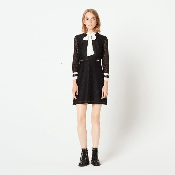 casual dresses s family autumn and winter elegant dignified silk collar bow pearl dress, Black;gray
casual dresses s family autumn and winter elegant dignified silk collar bow pearl dress, Black;gray