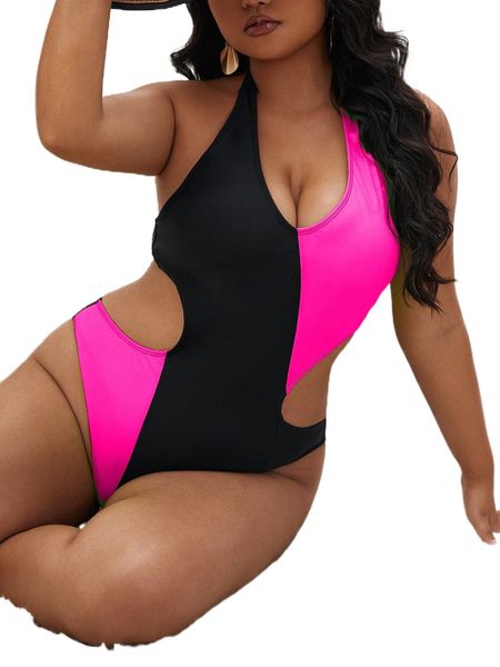 plus colorblock cut-out one piece swimsuit b9ni#, White;black
plus colorblock cut-out one piece swimsuit b9ni#, White;black