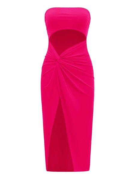 twist front cutout detail tube dress 502a#, Black;gray 
twist front cutout detail tube dress 502a#, Black;gray