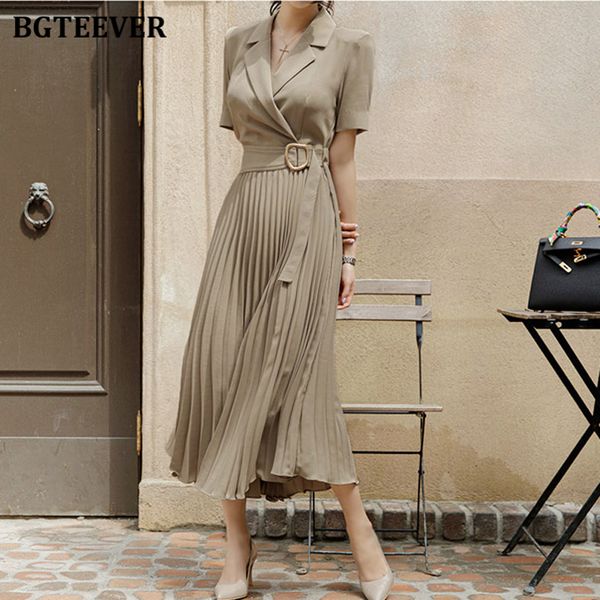 bgteever work wear notched collar women pleated dress 2021 summer elegant dress female slim waist belted a-line vestidos femme, Black;gray
bgteever work wear notched collar women pleated dress 2021 summer elegant dress female slim waist belted a-line vestidos femme, Black;gray
