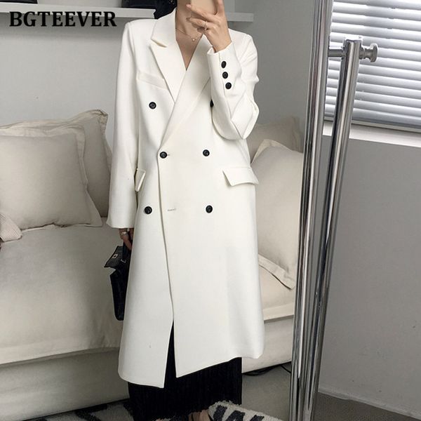 elegant ladies double breasted long blazer 2021 spring outwear notched collar full sleeve female suit jacket overcoat, White;black
elegant ladies double breasted long blazer 2021 spring outwear notched collar full sleeve female suit jacket overcoat, White;black