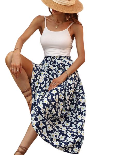 floral print combo cami dress j6dz#, Black;gray