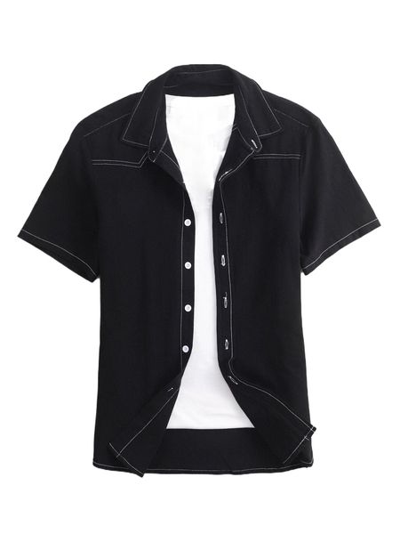 men button front denim shirt without tee 55y6#, White;black