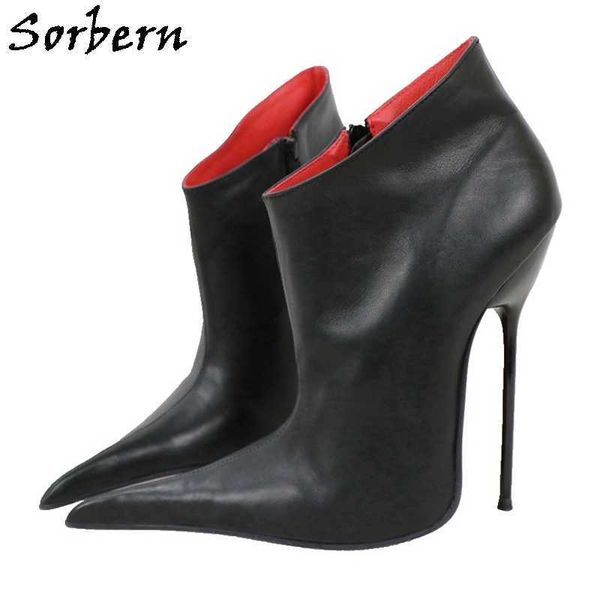 sorbern matt black genuine leather ankle boots side zipper 16cm metal high heels stilettos long pointy toes shoes custom color
sorbern matt black genuine leather ankle boots side zipper 16cm metal high heels stilettos long pointy toes shoes custom color