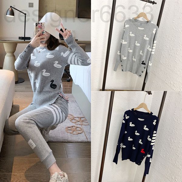 women's knits & tees designer autumn winter college style tb gray duckling round neck slim long sleeve sweater blouse women abtj, White
women's knits & tees designer autumn winter college style tb gray duckling round neck slim long sleeve sweater blouse women abtj, White