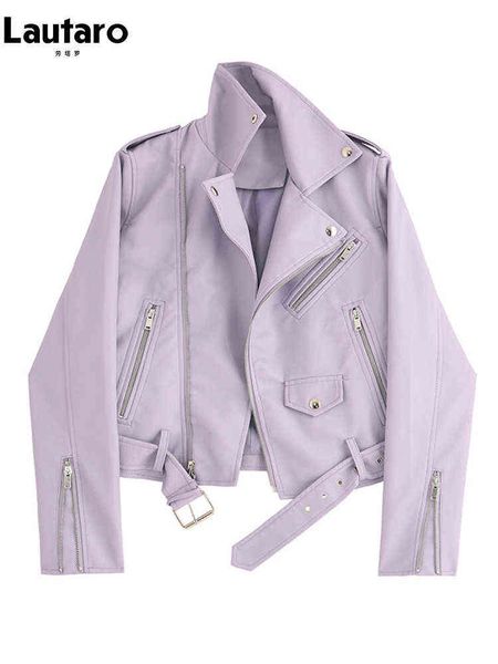 lautaro spring autumn short purple black brown soft pu leather biker jacket women zipper long sleeve cool outerwear 3xl 4xl 5xl l220728
lautaro spring autumn short purple black brown soft pu leather biker jacket women zipper long sleeve cool outerwear 3xl 4xl 5xl l220728