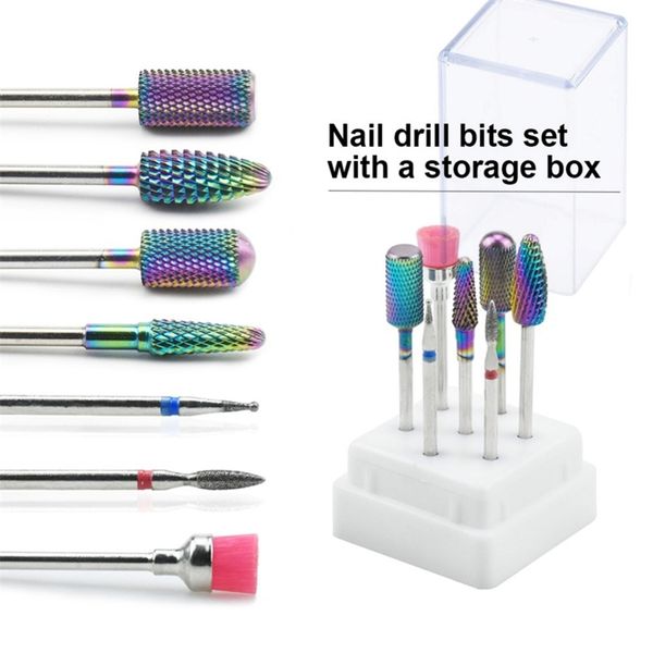 7 pcs rainbow tungsten carbideceramic nail drill bits set in box manicure machine accessories milling cutter electric file 220518, Silver
7 pcs rainbow tungsten carbideceramic nail drill bits set in box manicure machine accessories milling cutter electric file 220518, Silver