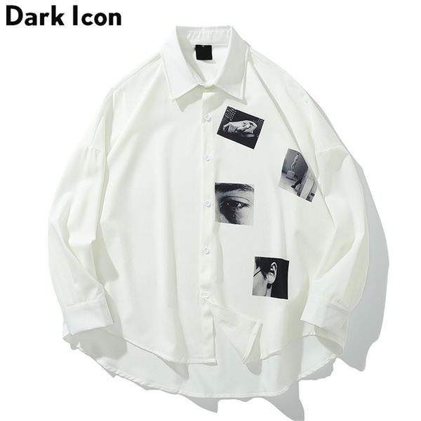 dark icon printed oversized shirt men summer turn-down collar men's shirts three quarter sleeve shirts for men 220326, White;black
dark icon printed oversized shirt men summer turn-down collar men's shirts three quarter sleeve shirts for men 220326, White;black
