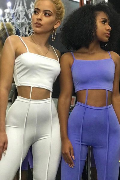 summer tracksuits bandage 2 piece set women backless style sports suit fashion aa, Gray
summer tracksuits bandage 2 piece set women backless style sports suit fashion aa, Gray