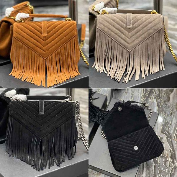 luxury designer college medium chain bag in light suede with fringes flap magnetic snap crossbody leather shoulder messenger bags high end f
luxury designer college medium chain bag in light suede with fringes flap magnetic snap crossbody leather shoulder messenger bags high end f