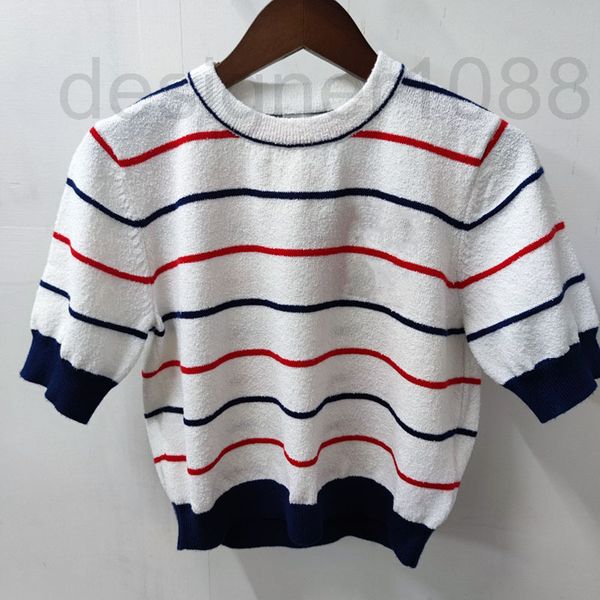 women's knits & tees designer 2022 spring / summer new contrast striped round neck short sleeve sweater for young girls slim fit and ve, White
women's knits & tees designer 2022 spring / summer new contrast striped round neck short sleeve sweater for young girls slim fit and ve, White