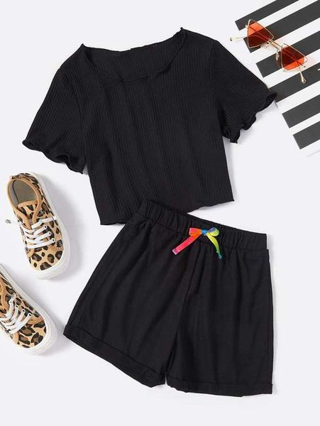 girls lettuce trimed tee & bow shorts she, White
girls lettuce trimed tee & bow shorts she, White