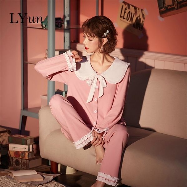 lyun women's cotton pajamas pajamas pants set college style lapel lace ribbon bow jacquard cotton cute girl pajamas new t200429, Black;red
lyun women's cotton pajamas pajamas pants set college style lapel lace ribbon bow jacquard cotton cute girl pajamas new t200429, Black;red