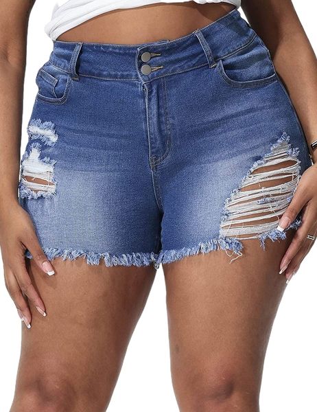 plus size denim shorts women distressed high waist shorts with pockets q6lh#, White;black
plus size denim shorts women distressed high waist shorts with pockets q6lh#, White;black
