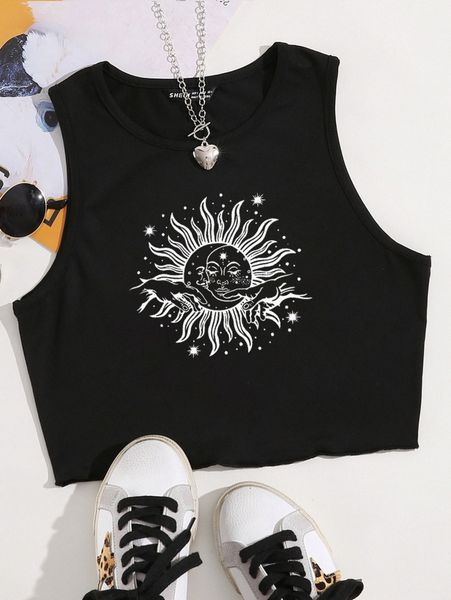 sun & gesture print tank 11zt#, White