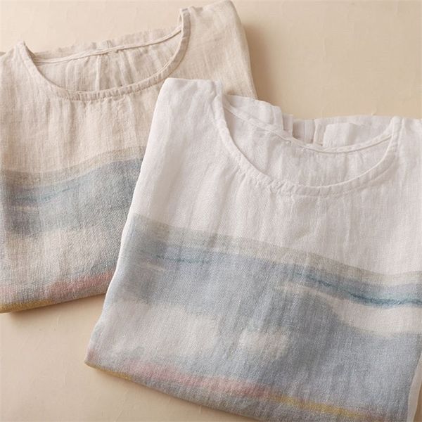 cotton linen short sleeve t-shirts fashion woman blouses summer loose printed tees female basic o-neck women's shirt 220509, White
cotton linen short sleeve t-shirts fashion woman blouses summer loose printed tees female basic o-neck women's shirt 220509, White