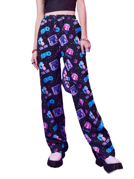 romwe anime plaid figure print pants r3rv#, Black;white
romwe anime plaid figure print pants r3rv#, Black;white