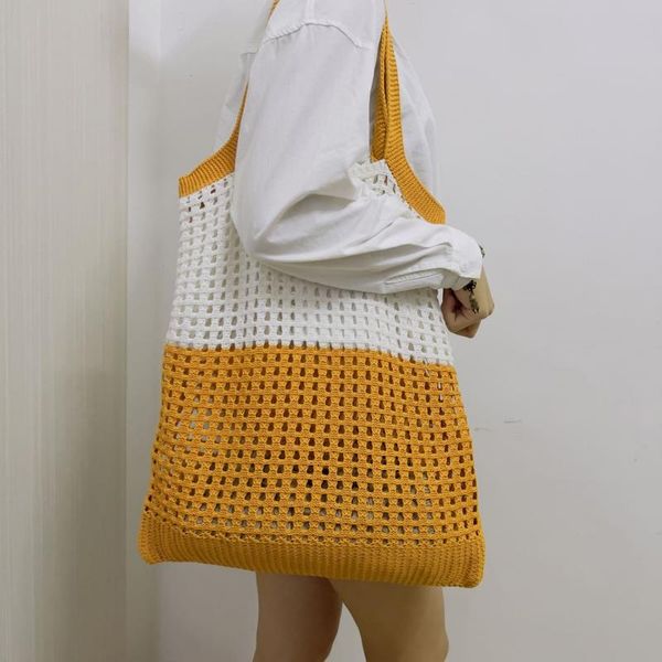 2022 panelled hollow polyester knit tote bag large capacity casual ladies shoulder bag casual commuter shopping shoulder bag
2022 panelled hollow polyester knit tote bag large capacity casual ladies shoulder bag casual commuter shopping shoulder bag