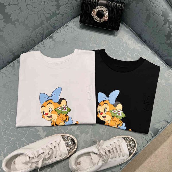 women's t-shirt nanyou high version miu spring and summer products tiger sister print round neck versatile casual short sleeve t-shirt, White
women's t-shirt nanyou high version miu spring and summer products tiger sister print round neck versatile casual short sleeve t-shirt, White