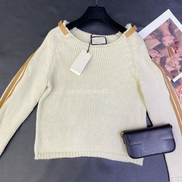 women's sweaters leather decorative round neck sweater spring splicing street trend leisure and versatile commuting, White;black
women's sweaters leather decorative round neck sweater spring splicing street trend leisure and versatile commuting, White;black