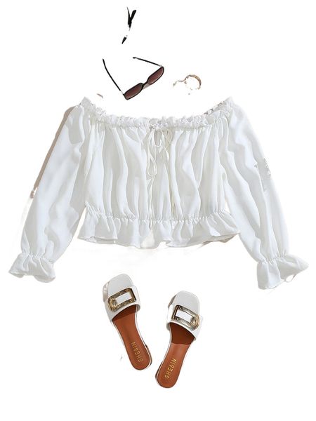 plus off shoulder frill trim knot front flounce sleeve blouse m5xf#, Black
plus off shoulder frill trim knot front flounce sleeve blouse m5xf#, Black