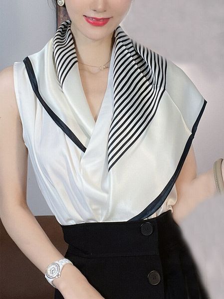 women 100% silk square scarf shawl headscarf hair wraps stripe black white 70cm, Blue;gray
women 100% silk square scarf shawl headscarf hair wraps stripe black white 70cm, Blue;gray