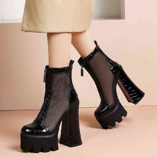 summer mesh ankle boots for women platform black brown punk heels short shoes chelsea ladies breathable 220421
summer mesh ankle boots for women platform black brown punk heels short shoes chelsea ladies breathable 220421