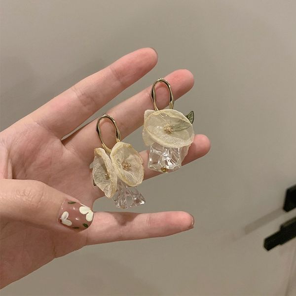 925 silver needle korean retro personality trendy crystal pearl light soft yarn earrings super fairy earrings mori eardrop women, Golden
925 silver needle korean retro personality trendy crystal pearl light soft yarn earrings super fairy earrings mori eardrop women, Golden