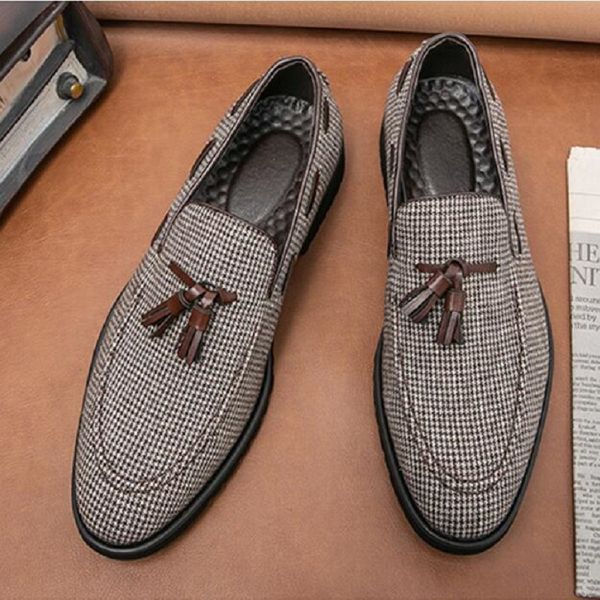 big size men shoes plaid canvas fashion business casual daily wild party classic retro pu tassel one pedal british loafers da60, Black
big size men shoes plaid canvas fashion business casual daily wild party classic retro pu tassel one pedal british loafers da60, Black