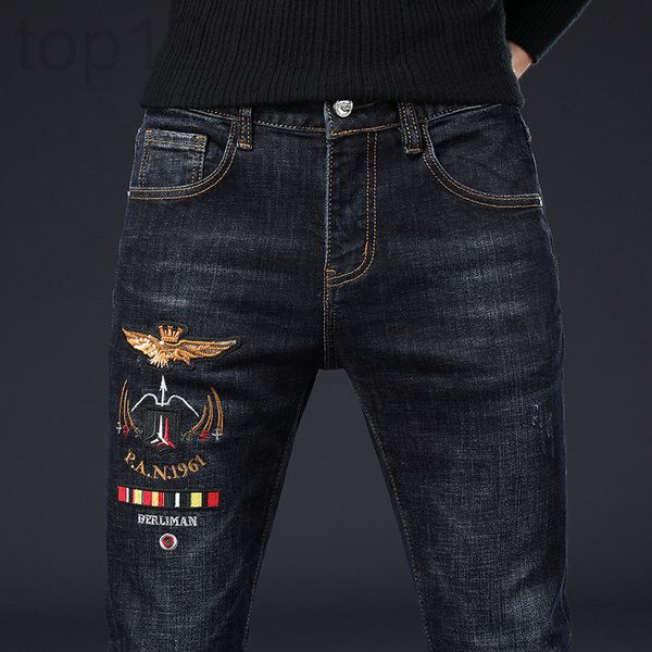 men's jeans designer high end embroidered jeans men's fashion brand washed elastic slim fit pants casual rwd4, Blue
men's jeans designer high end embroidered jeans men's fashion brand washed elastic slim fit pants casual rwd4, Blue