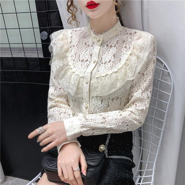 women's blouses & shirts lolita elegant chic button hollow out flower lace patchwork shirt stand collar all-match femme blusas petal919, White
women's blouses & shirts lolita elegant chic button hollow out flower lace patchwork shirt stand collar all-match femme blusas petal919, White