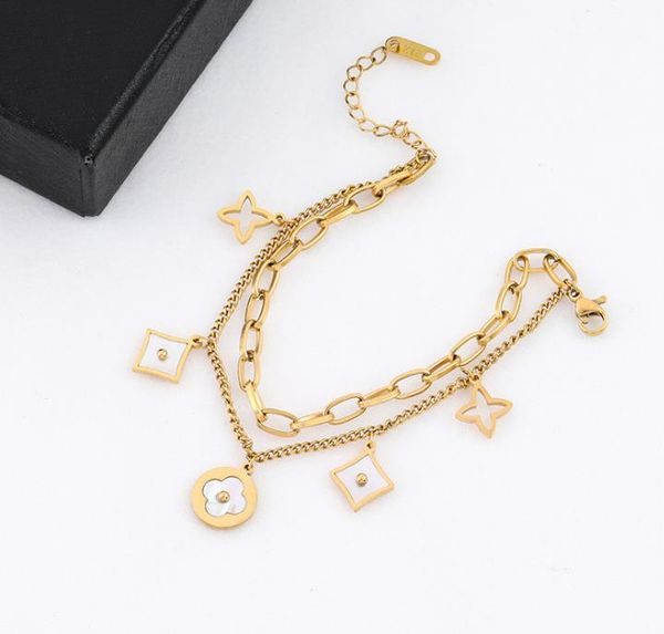 golden four-leaf clover letter women bracelet double-layer hollow hand chains birthday party valentine's gift wedding jewelry, Golden;silver
golden four-leaf clover letter women bracelet double-layer hollow hand chains birthday party valentine's gift wedding jewelry, Golden;silver