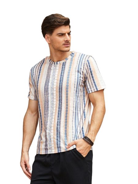 men block striped tee a0ci#, White;black