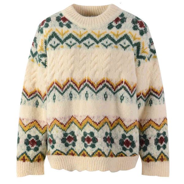 women's knits tees lazy style aging round neck jacquard contrast color sweater long sleeve women's clothing autumn and winter e1tb, White
women's knits tees lazy style aging round neck jacquard contrast color sweater long sleeve women's clothing autumn and winter e1tb, White