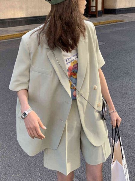 vintage summer office lady blazer suits korean thin 2 two piece set women short sleeve jacket j220813, White;black
vintage summer office lady blazer suits korean thin 2 two piece set women short sleeve jacket j220813, White;black