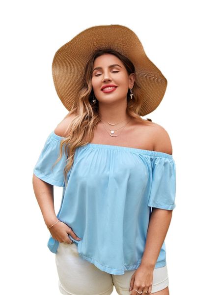 plus off shoulder blouse g8xi#, Black