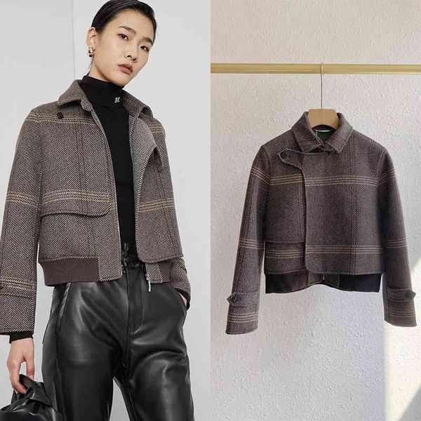 women's jackets autumn and winter italian wool cashmere plaid asymmetric short coat women's yuan, Black;brown
women's jackets autumn and winter italian wool cashmere plaid asymmetric short coat women's yuan, Black;brown