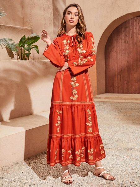 tie neck floral print ruffle hem dress 214h#, Black;gray
tie neck floral print ruffle hem dress 214h#, Black;gray