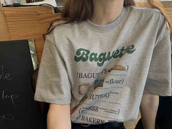 women's t-shirt now h spring south korea dongdamen loose casual butter bread grey printed short sleeve t-shirt rusy, White
women's t-shirt now h spring south korea dongdamen loose casual butter bread grey printed short sleeve t-shirt rusy, White