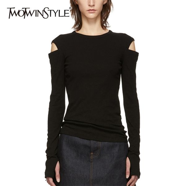 twotwinstyle casual women t-shirt o neck long sleeve hollow out off shoulder slim t shirt female fashion clothing 220321, White
twotwinstyle casual women t-shirt o neck long sleeve hollow out off shoulder slim t shirt female fashion clothing 220321, White