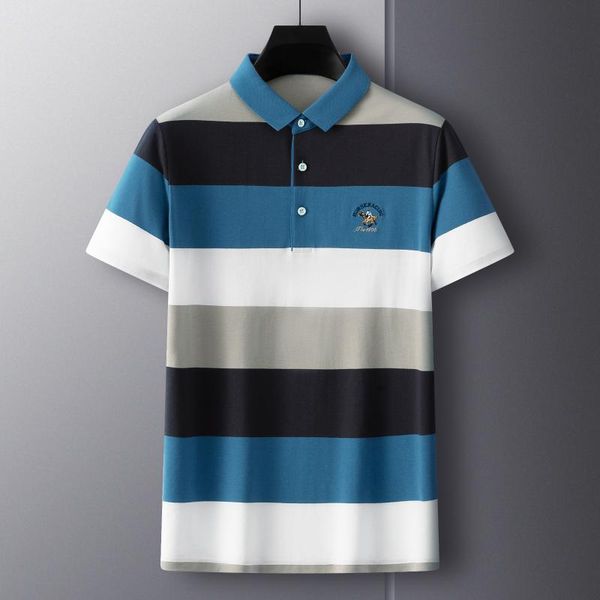 men's polos summer cotton shirt designer's striped t-shirt men's short sleeve casual embroidered lapelmen's men'sme, White;black
men's polos summer cotton shirt designer's striped t-shirt men's short sleeve casual embroidered lapelmen's men'sme, White;black