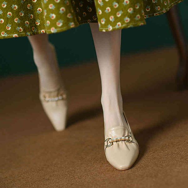 boots soft cowhide leather pleated high heels women's pointed thick heel metal buckle pearl french temperament lady white single shoes, Black
boots soft cowhide leather pleated high heels women's pointed thick heel metal buckle pearl french temperament lady white single shoes, Black