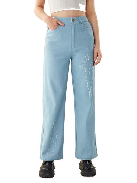 x december smith figure graphic high waist straight leg pants t41q#, Black;white
x december smith figure graphic high waist straight leg pants t41q#, Black;white