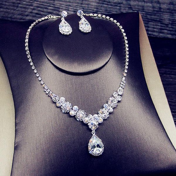 wedding women's necklace earring set bride wedding dress dinner party accessories, Silver
wedding women's necklace earring set bride wedding dress dinner party accessories, Silver