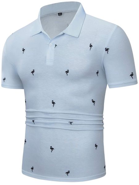 men random flamingo print polo shirt t9va#, White;black 
men random flamingo print polo shirt t9va#, White;black