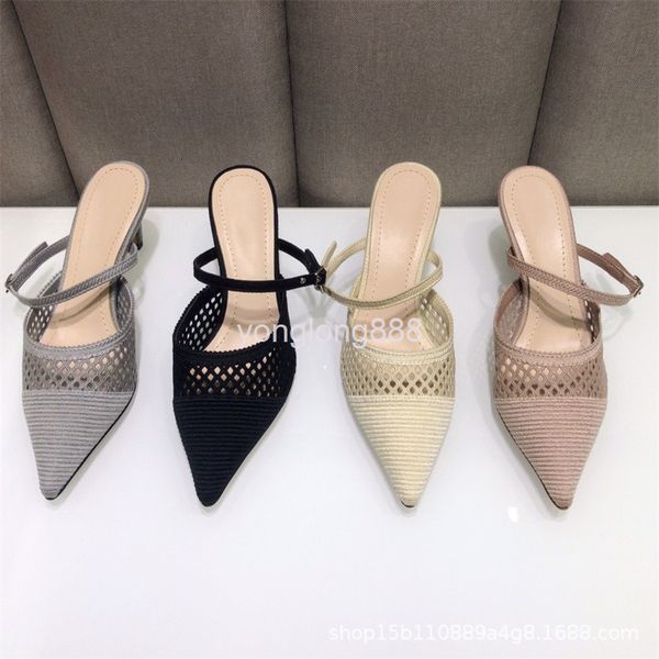 slippers french pointed muller sandals for women in summer, Black