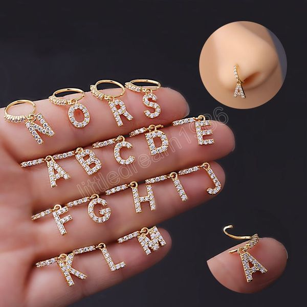 a-z letter hoop nose ring septum piercing zircon stainless steel cartilage earrings ear piercing for women body jewelry, Silver
a-z letter hoop nose ring septum piercing zircon stainless steel cartilage earrings ear piercing for women body jewelry, Silver