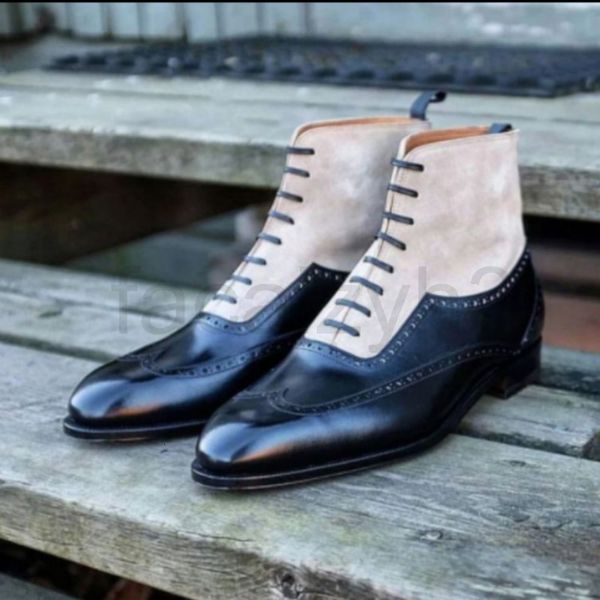 boots designer handmade oxford men's fashion pu leather splicing lace up color matching business dress british style high ankle, Black
boots designer handmade oxford men's fashion pu leather splicing lace up color matching business dress british style high ankle, Black